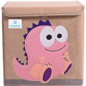 Baby Girl Room Toy Storage Box | Toddler Toy Chest | Pink Dinosaur